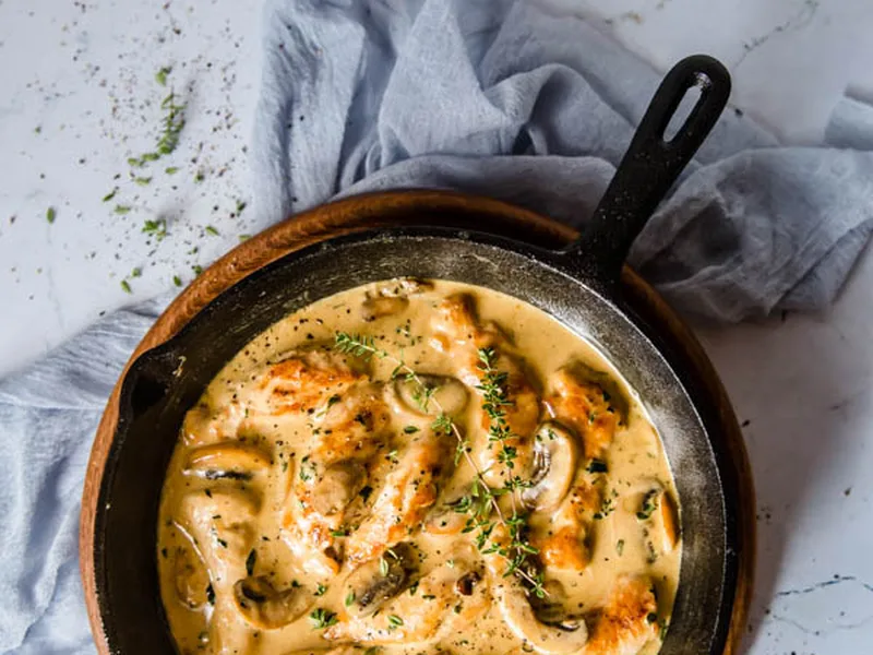 Creamy Chicken and Mushroom Skillet with Herbs