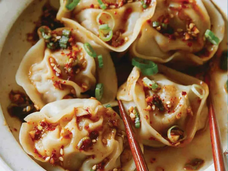 Korean-Style Pork and Shrimp Steamed Dumplings with Gochugaru