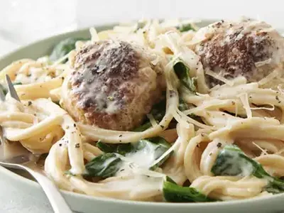 Instant Pot Turkey Meatball Spaghetti with Spinach