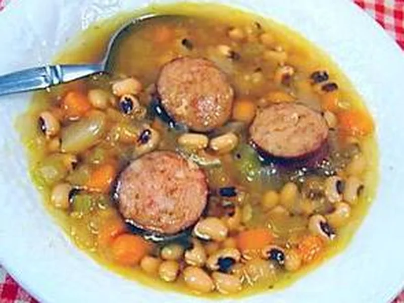 Spicy Black-Eyed Pea Soup with Smoked Sausage