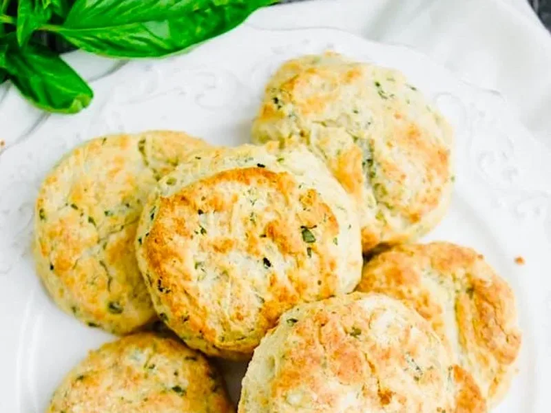 Cheese Herb Buttermilk Biscuits with Fresh Basil