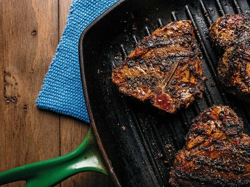 Grilled Chipotle Chile Rubbed Bone-In Lamb Loin Chops