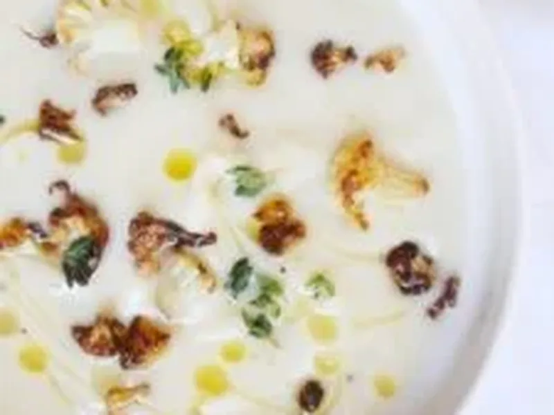 Roasted Garlic Parsnip and Cauliflower Soup with Cream