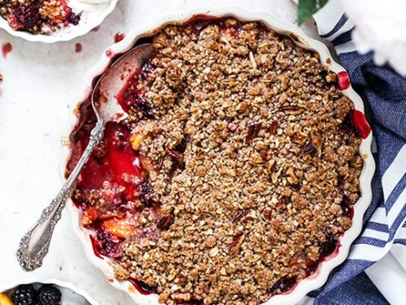 Peach-Blackberry Crisp with Oat and Pecan Topping