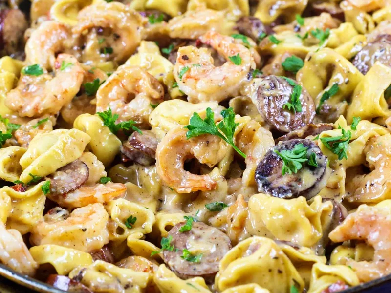 Creamy Cajun Tortellini with Shrimp and Smoked Sausage