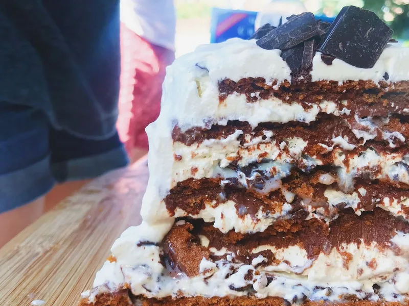 Vietnamese Iced Coffee Ice Box Cake with Condensed Milk Cream