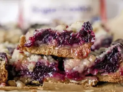 Blueberry Crumble Bars with Lemon Glaze