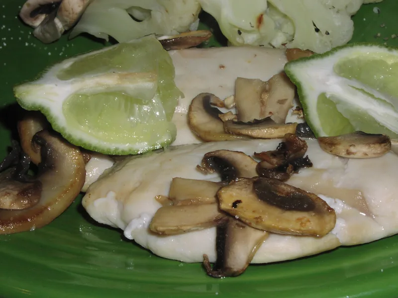 Easy Broiled Lime Chicken with Sauteed Mushrooms