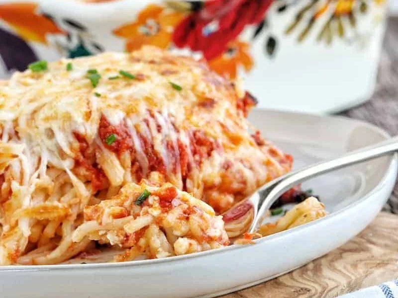 Gluten-Free Baked Spaghetti Casserole with Cottage Cheese
