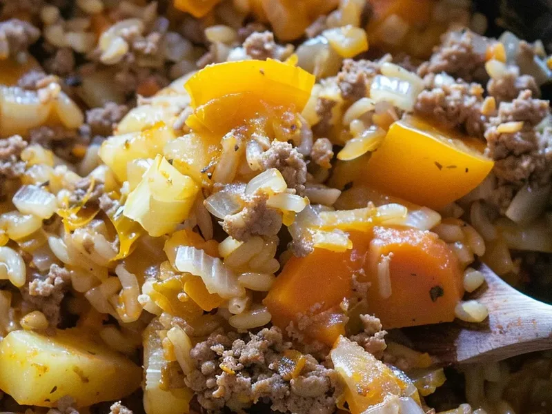 Slow Cooker Ground Beef and Rice Casserole with Vegetables