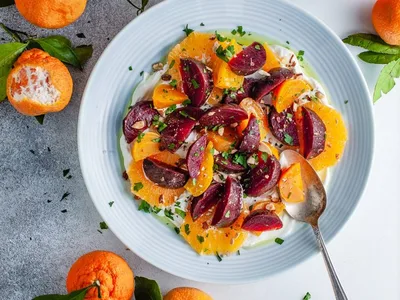 Roasted Beet and Citrus Salad with Greek Yogurt