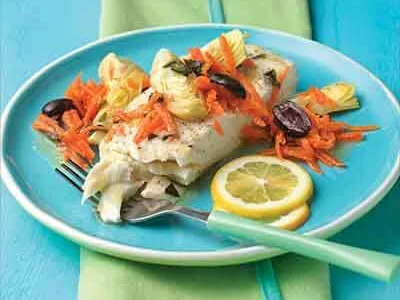 Grill-Steamed Mediterranean Halibut in Foil