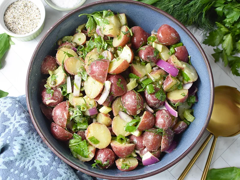 German-Style Potato Salad with Fresh Herbs and Tangy Dressing