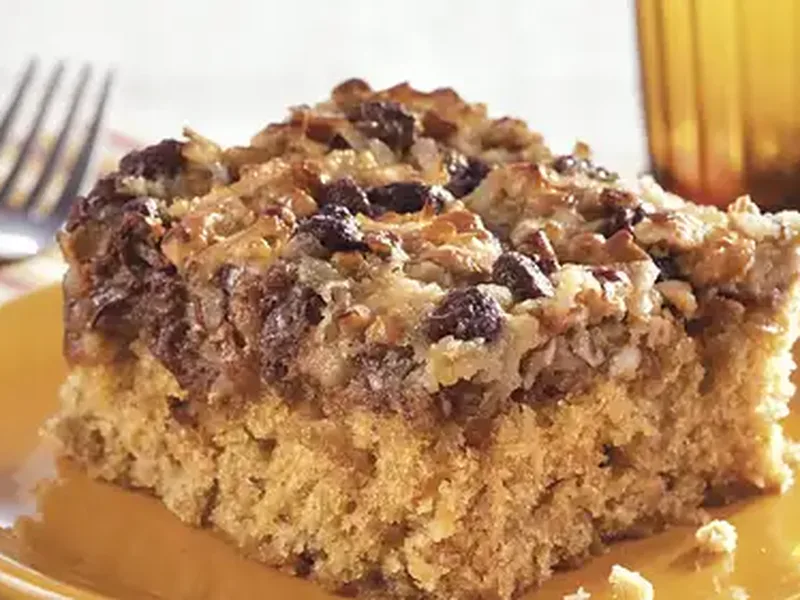 Broiled Coconut Pecan Chocolate Chip Oatmeal Cake