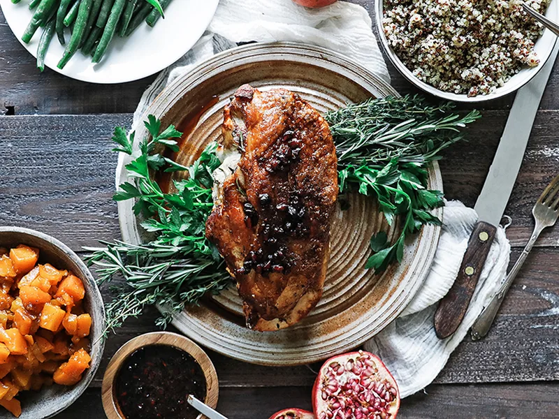 Roasted Turkey Breast with Pomegranate Balsamic Glaze