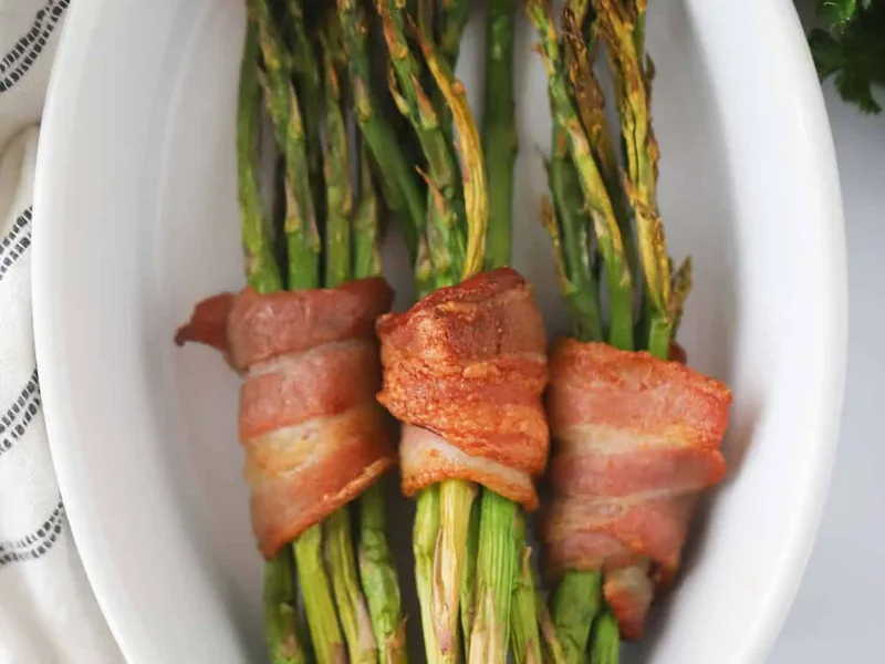 Oven-Baked Bacon Wrapped Asparagus with Garlic and Parmesan