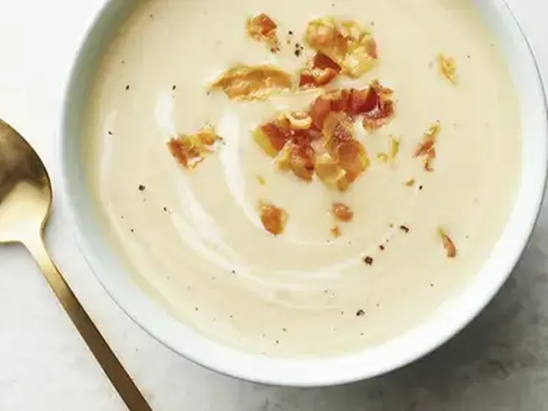 Creamy Potato Rosemary Soup with Crispy Pancetta