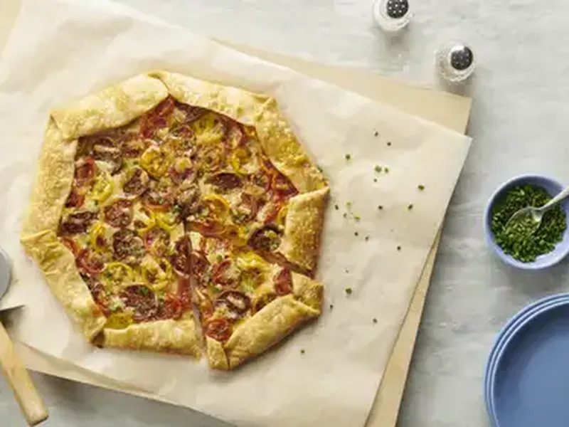 Rustic Tomato Cheddar Galette with Cherry Tomatoes