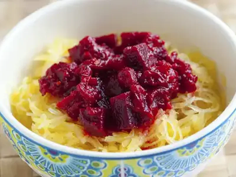 Roasted Spaghetti Squash with Tomato-Beet Sauce