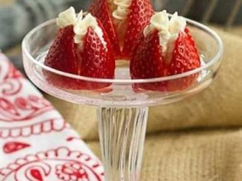 Mascarpone Filled Strawberries with Vanilla Cream