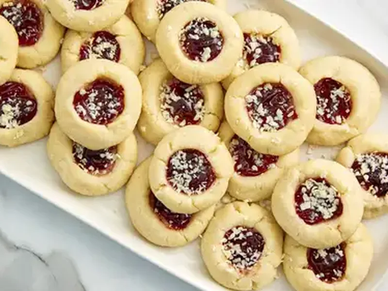 Raspberry White Chocolate Cheesecake Thumbprint Cookies