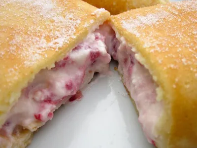 Crispy Pan-Fried Raspberry Cheese Blintzes