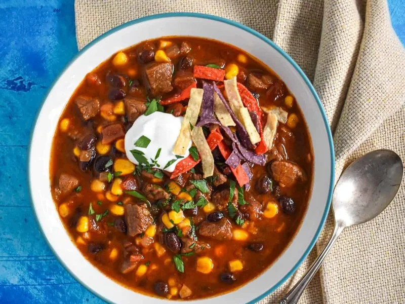 Southwest Beef Stew with Black Beans and Bell Peppers