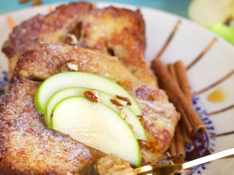 Apple Cake French Toast with Cinnamon Maple Custard