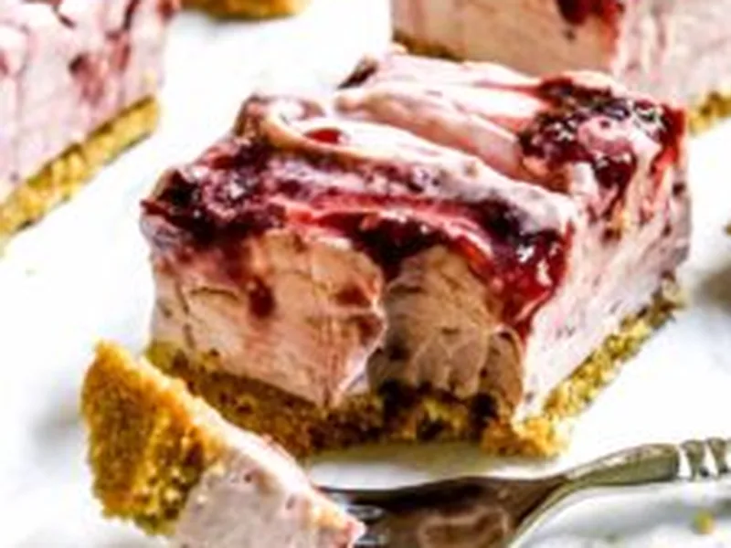 No Bake Cherry Jam Cream Cheese Squares