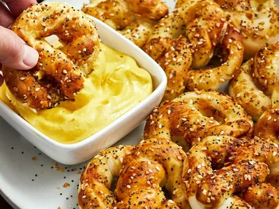Everything Bagel Soft Pretzels with Mustard