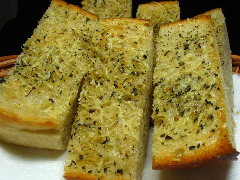 Crispy Olive Oil Parmesan Garlic Bread with Herbs