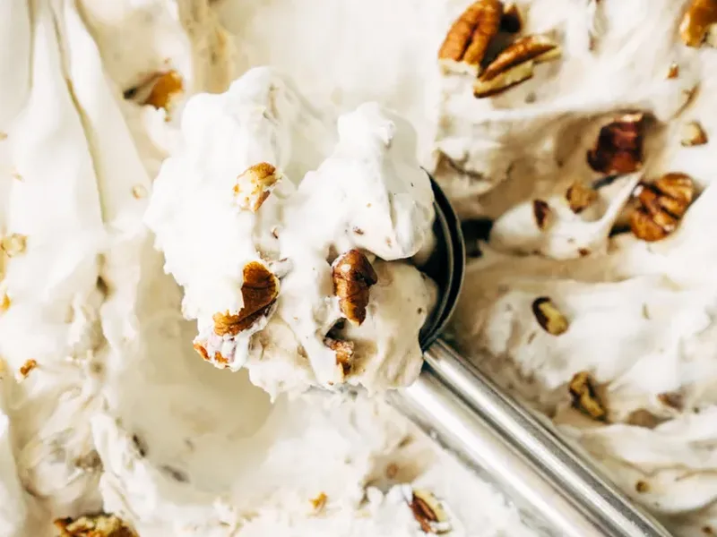 Keto No-Churn Butter Pecan Ice Cream with Coconut Base