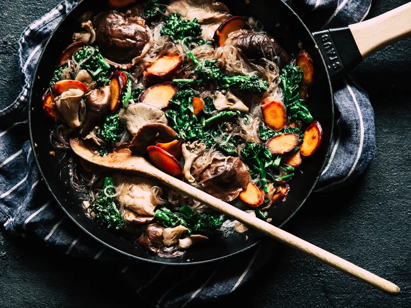 Almost One-Pan Vegetable Stir-Fry with Cellophane Noodles