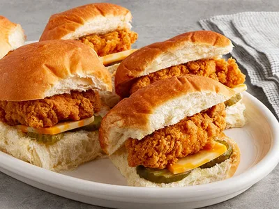 Air Fryer Chicken Sandwiches with Honey Butter and Pickles