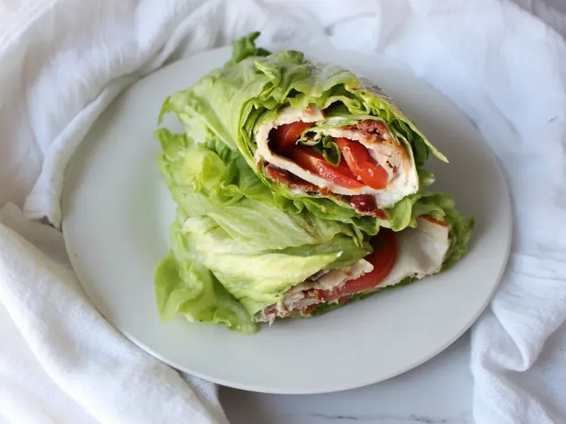 Keto Turkey BLT Wrap with Basil Pepper Mayo