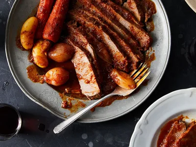 Cara Nicoletti's Sweet and Sour Brisket with Prunes and Root Vegetables