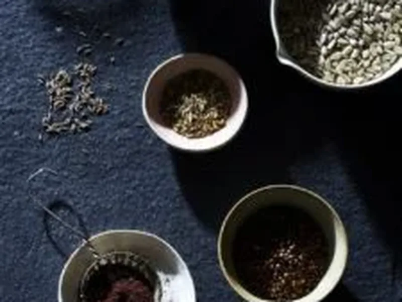 Smashed Purple Potatoes with Sumac Seed Dukkah