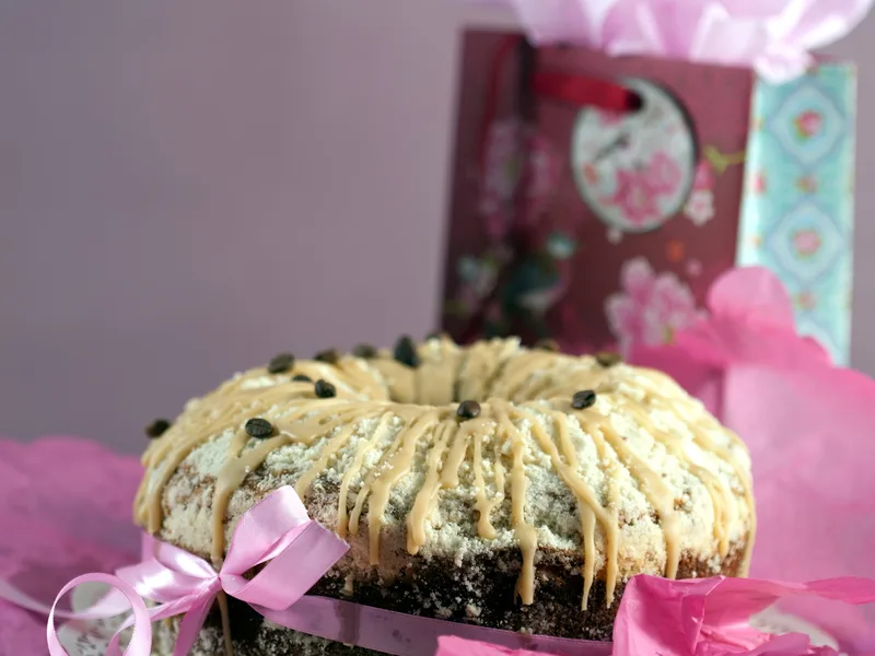 Coffee Streusel Cake with Sweet Glaze