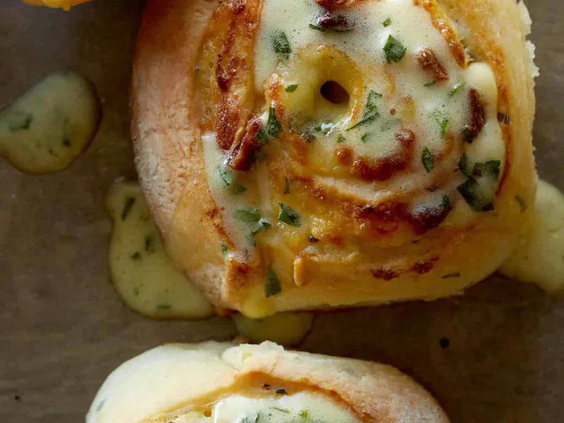 Savory Breakfast Rolls with Bacon and Cheddar Béarnaise