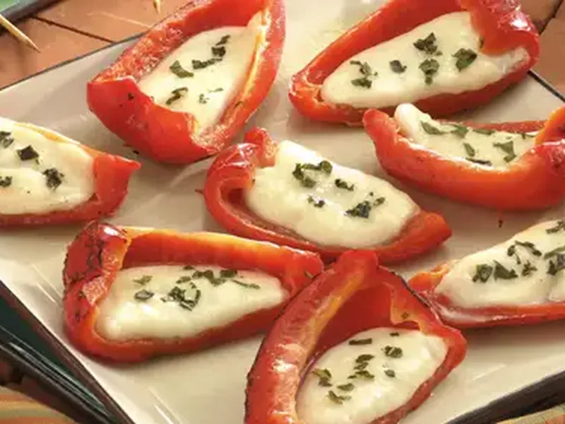 Grilled Cheese-Stuffed Roasted Red Bell Peppers