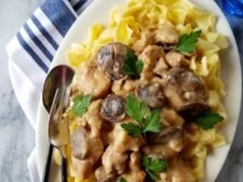 Slow Cooker Lean Pork Stroganoff with Mushrooms and Sour Cream