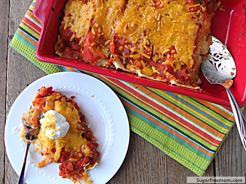 Healthy Turkey Black Bean Enchiladas with Greek Yogurt
