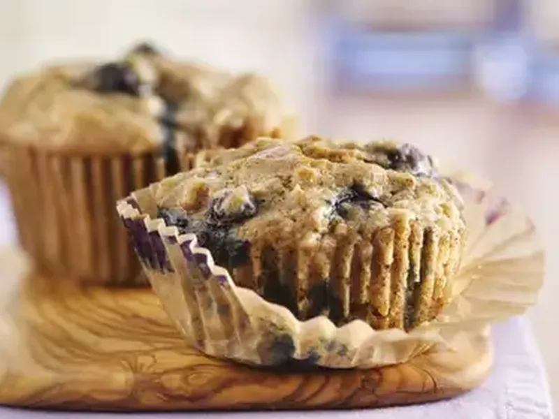 Whole Wheat Oat Blueberry Muffins with Brown Sugar