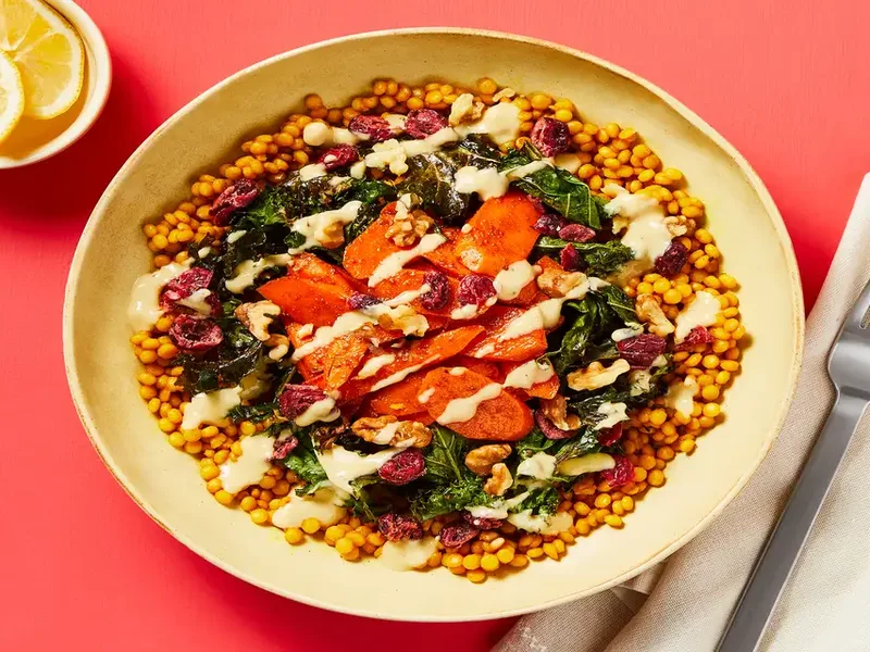 Vegan Maple Carrot Power Bowls with Turmeric Couscous