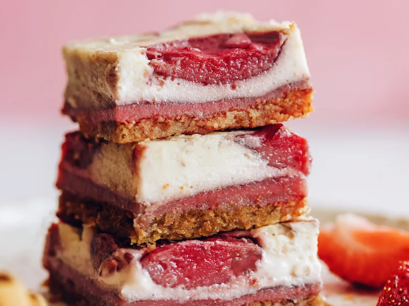 Vegan Strawberry Cheesecake Bars, Gluten-Free