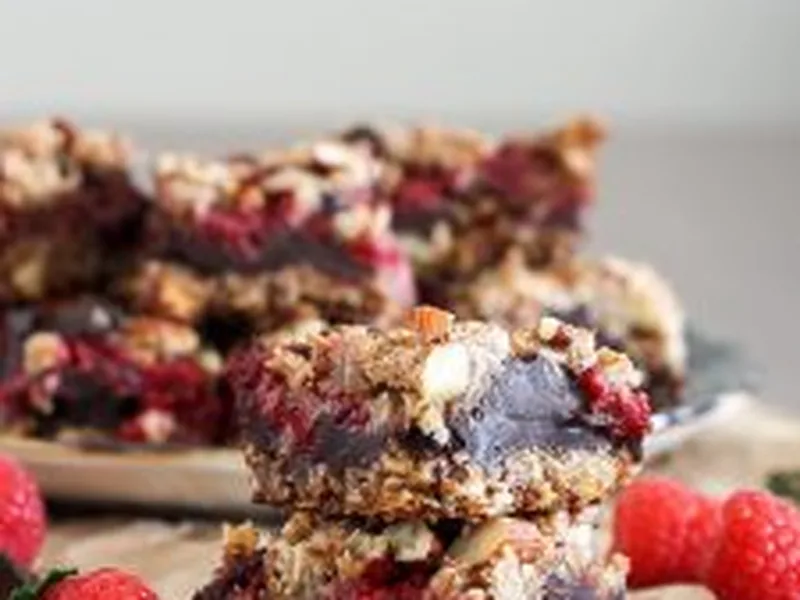 Raspberry Chocolate Chunk Oat Bars with Almond Flour