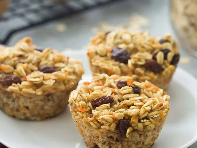 Carrot Cake Baked Oatmeal Cups with Pineapple and Cinnamon