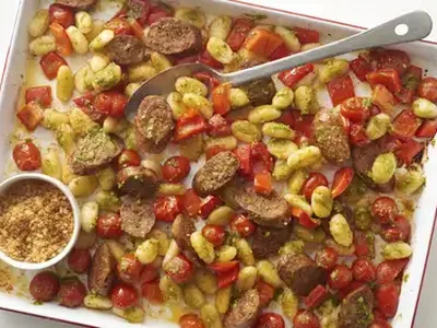 Sheet Pan Gnocchi with Sausage and Pesto