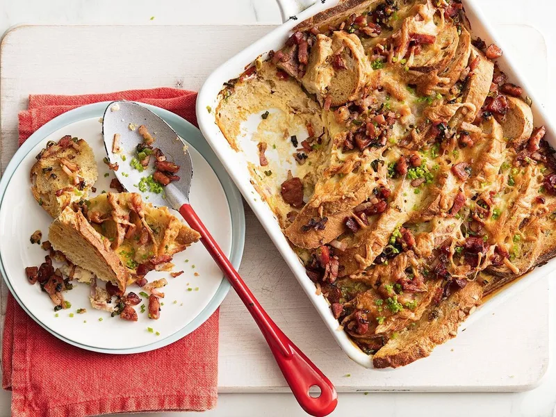 Overnight Bacon French Toast Casserole with Maple Cinnamon