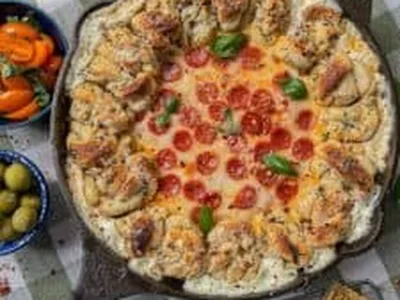 Pizza Dip with Garlic Knots